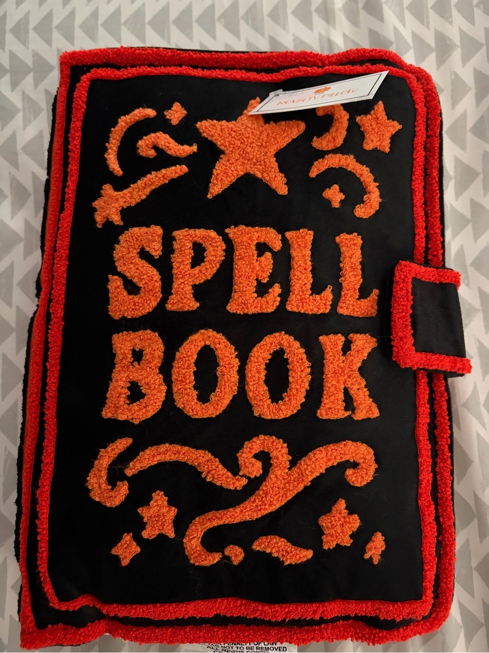 Target Halloween Spell Book Plush Pillow - Black with Orange and Red Tufting